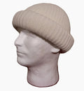 Rolled up Beanie for men - White 100% wool