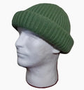 Rolled up Beanie for men - Army Green 100% wool